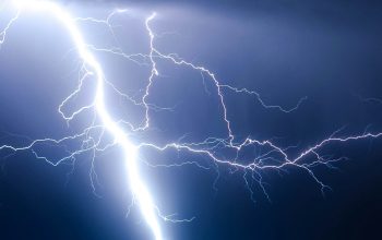 Wallpaper Lightning Strike During Blue Sky