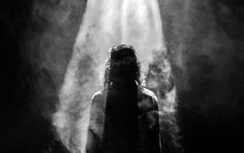 Wallpaper Backlit Figure in Smoke