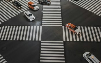 Wallpaper Aerial View Photo of Vehicles Crossing Road