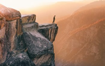 Wallpaper Person Standing Near Cliff