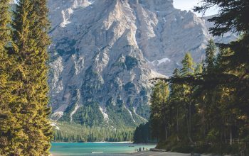 Wallpaper White Mountain Near Body of Water