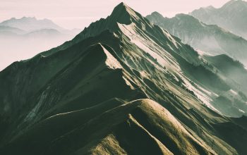 Wallpaper Aerial Photography of Grey and Brown Mountain