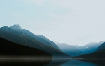 Wallpaper Mountains Surrounded by Water