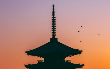 Wallpaper Silhouette Photo of Pagoda