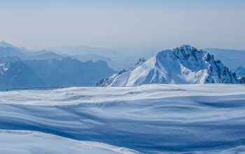Wallpaper Landscape Photography of Snow Plain and Mountain