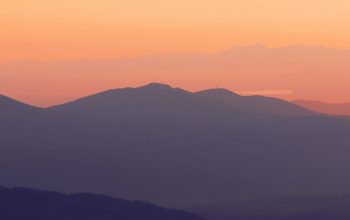 Wallpaper Silhouette of Mountain at Sunset
