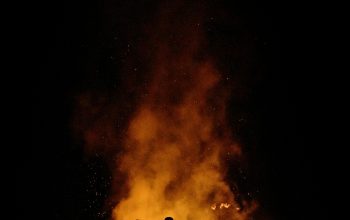 Wallpaper Bonfire Surrounded by People