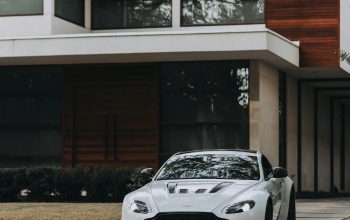 Wallpaper White Coupe Parked Outside House