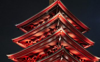 Wallpaper Red Temple at Night