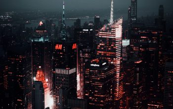 Wallpaper Aerial Photography of City at Night