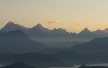 Wallpaper Silhouette of Mountains During Sunset