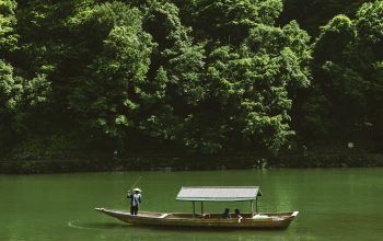 Wallpaper Man in Brown Boat on Lake During Daytime