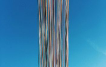 Wallpaper White and Blue Striped Tower Under Blue Sky
