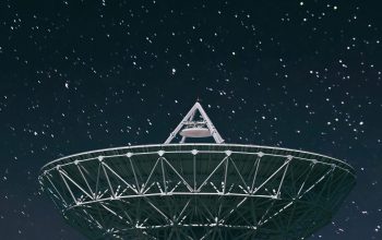 Wallpaper White Satellite Dish Under Starry Night