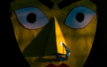 Wallpaper Yellow Blue and Green Mask