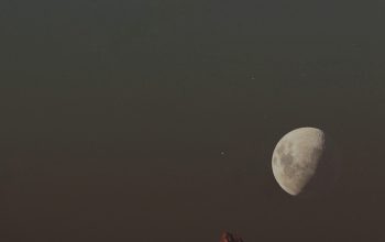 Wallpaper Snow-Covered Mountain Under Full Moon