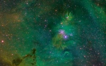 Wallpaper Green and Black Galaxy Illustration