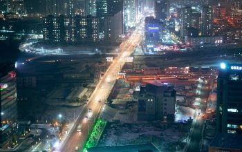 Wallpaper Aerial View of City Buildings at Night