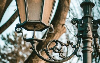 Wallpaper Black Metal Framed Lamp Post