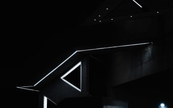 Wallpaper White and Black Building at Night