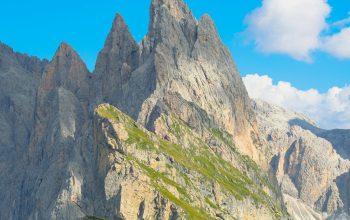 Wallpaper Green and Gray Mountain under Blue Sky