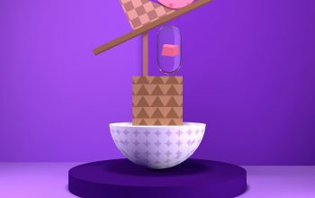 Wallpaper A Stylized Person with a Stick in a Bowl