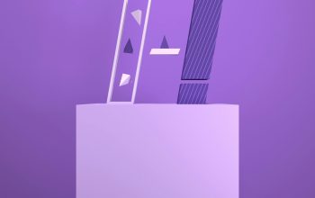 Wallpaper A Purple Background with a Mirror and a Door