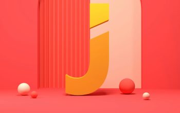 Wallpaper A Red Background with a Letter J and Balls