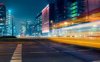 Wallpaper Blurry City Night