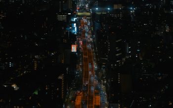 Wallpaper An Aerial View of a City at Night