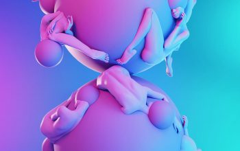 Wallpaper A 3D Image of a Woman Floating in the Air