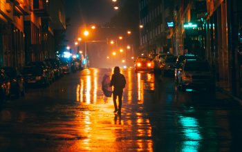 Wallpaper A Couple Walking at Night