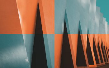 Wallpaper Abstract Orange and Blue Building