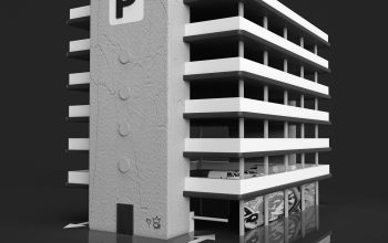 Wallpaper A White Building with a Parking Meter