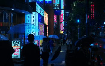 Wallpaper Night Street Walkers