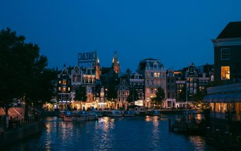 Wallpaper Night Cityscape by the Water