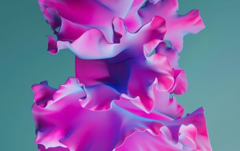 Wallpaper Abstract Pink Flower on Blue