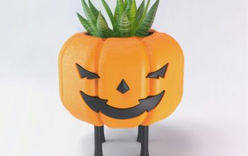 Wallpaper A Pumpkin Shaped Planter with a Plant Growing Out of It