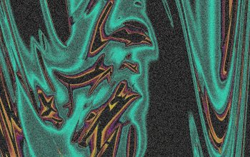 Wallpaper Abstract Art with Teal and Dark Hues