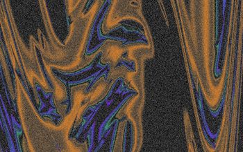 Wallpaper Abstract Orange, Blue and Gray Digital Art