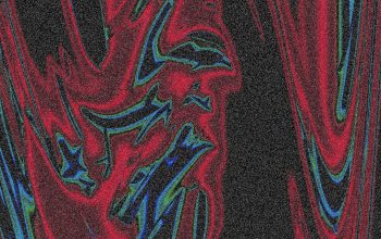 Wallpaper Abstract Digital Art with Wavy Red and Blue Elements