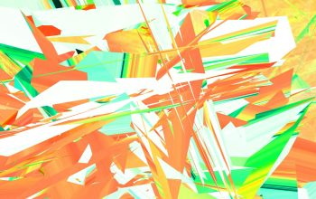 Wallpaper Abstract Shapes in Orange, White, and Green