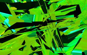 Wallpaper Bright Green and Black Abstract Shapes