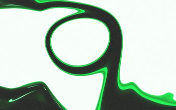 Wallpaper Abstract Black and Green Shapes on White Background