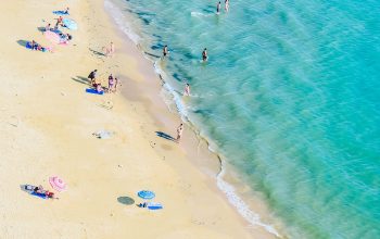 Wallpaper Aerial Photography of People on a Beach