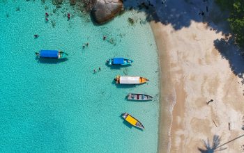 Wallpaper Aerial View Photography of Boats on Seashore