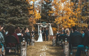 Wallpaper Wedding Ceremony Beside Fall Trees During Daytime