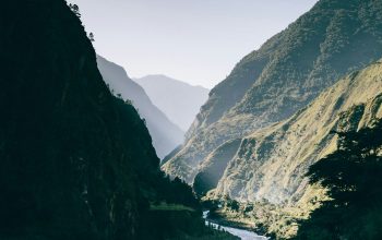 Wallpaper River Between Mountains at Daytime