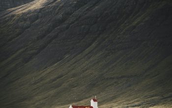 Wallpaper House Surrounded by Trees Near Mountain