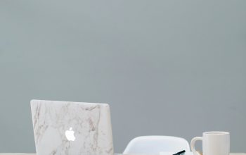 Wallpaper MacBook on Table Near Mug